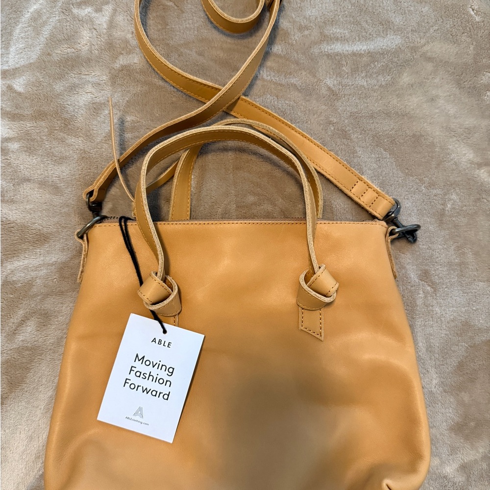 Able Mustard Leather Crossbody Bag